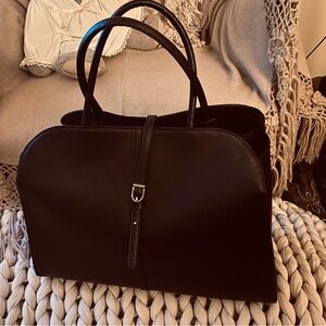 Monorow Black Women's upcycled leather Satchel Rowe Margeaux 15 adjacent